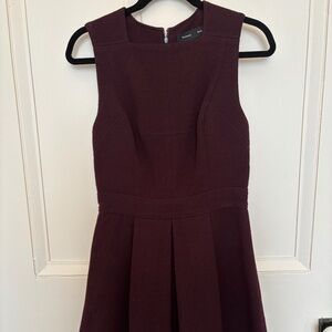 Proenza Schouler Burgundy Wool Blend Dress - Sleeveless Dress Full Skirt Size 6